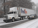 Fedex tractor trailer snow